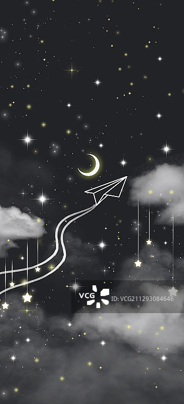 黑夜里的纸飞机纯背景图片素材