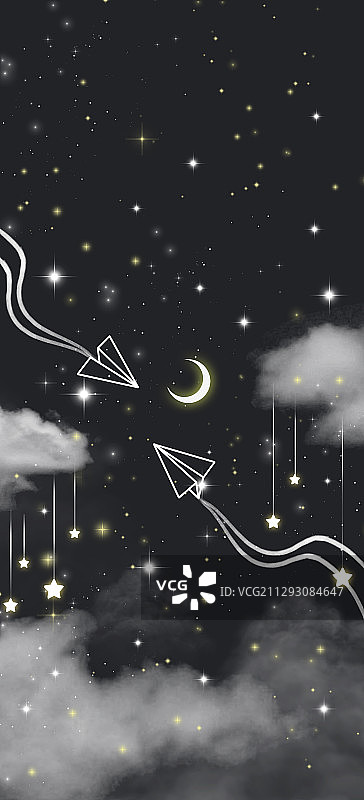 黑夜里的纸飞机纯背景图片素材