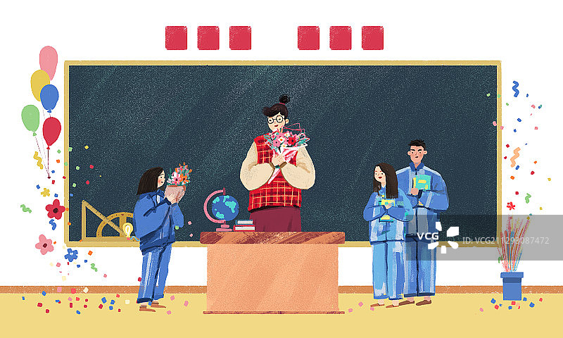 庆祝开学的老师和学生图片素材