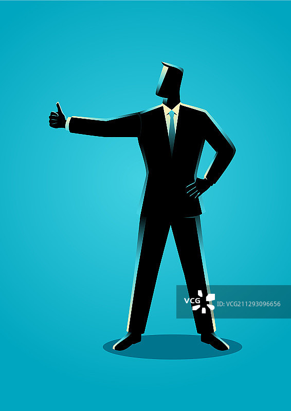 商人摆出竖起大拇指的姿势图片素材
