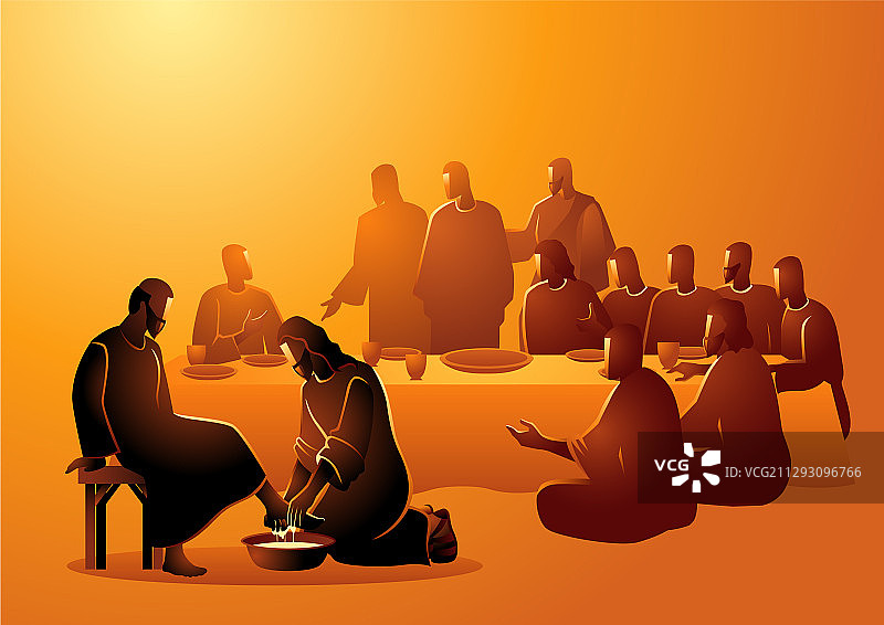 耶稣为使徒洗脚图片素材