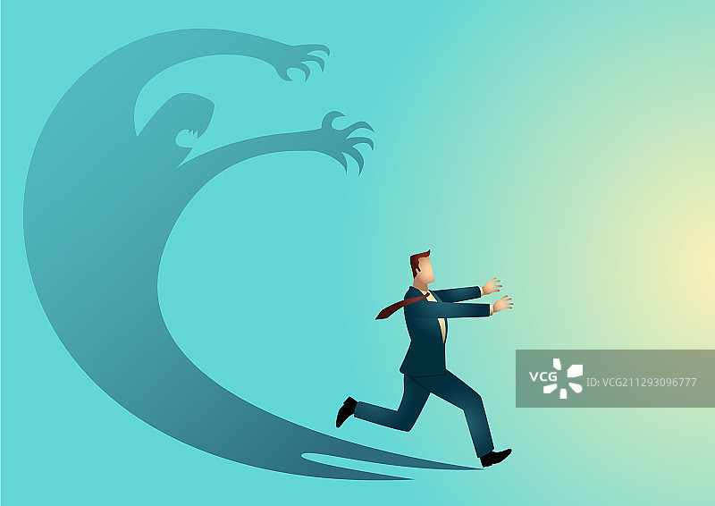 商人害怕自己的影子图片素材