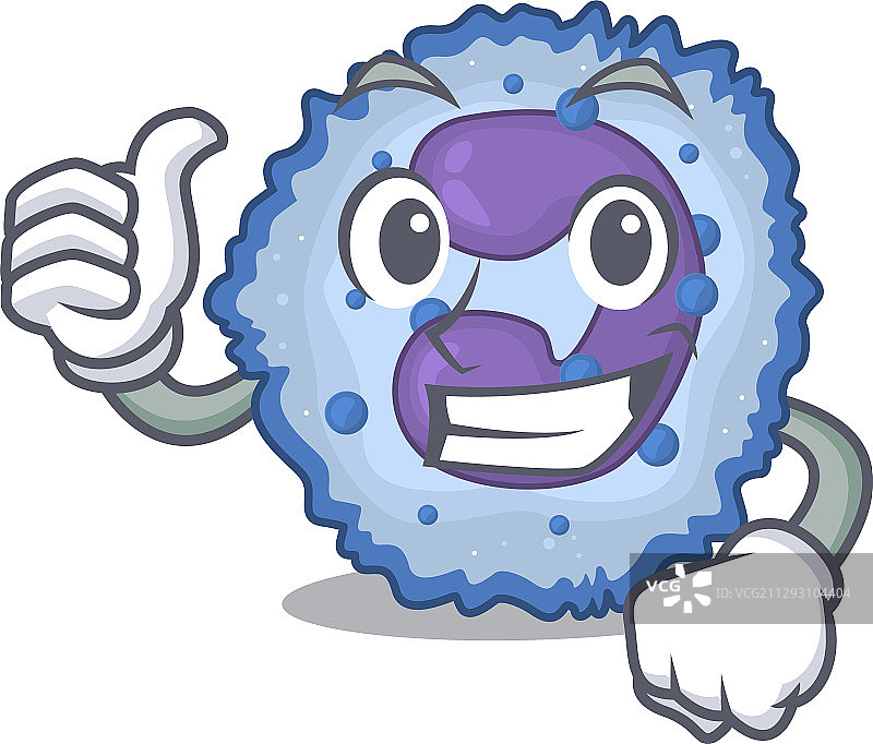 快乐的嗜碱性粒细胞做出竖起大拇指的手势图片素材