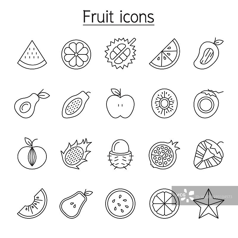 细线风格水果图标合集图片素材