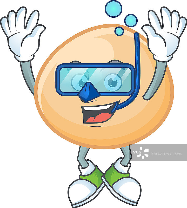 戴潜水镜的卡通棕色豆沙包图片素材