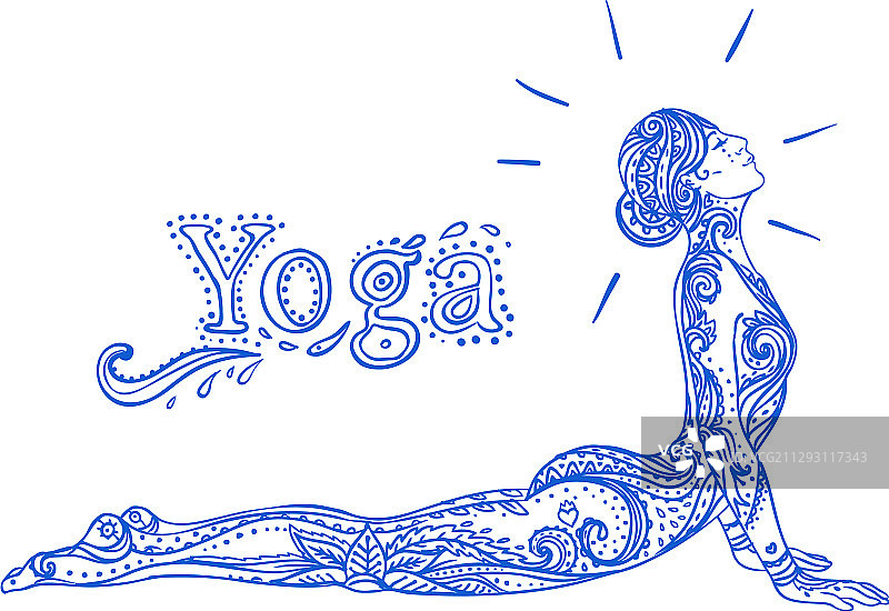 年轻漂亮的女孩做瑜伽复古装饰图片素材