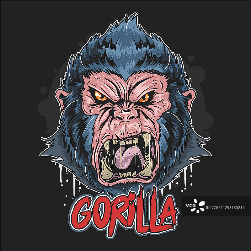 愤怒的猩猩面部艺术作品图片素材