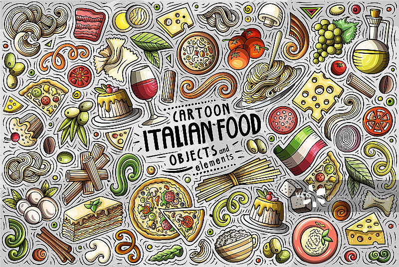 意大利美食主题物品对象套装图片素材