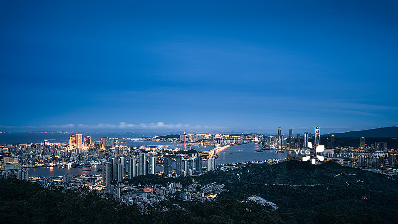 粤港澳大湾区的珠海横琴和澳门城市风光图片素材