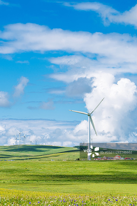 中国内蒙古辉腾锡勒草原上的风电场图片素材