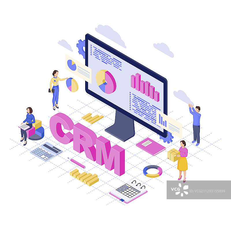 2.5D客户关系管理软件平台客户端数据图片素材