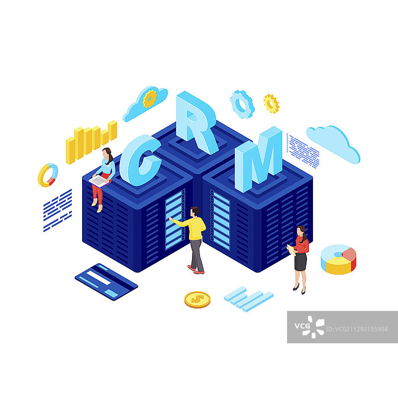CRM托管2.5D客户关系图片素材