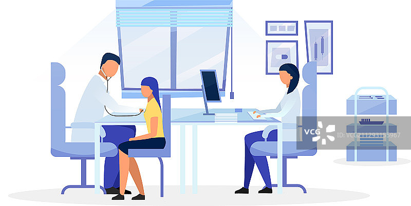 全科医生检查儿童扁平风格插画图片素材