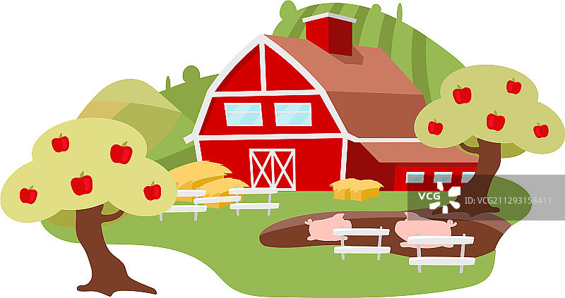 乡村农场家畜养殖场景图片素材