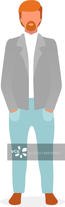 休闲风格红发男子扁平自信男人图片素材