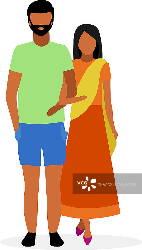 身穿纱丽和兜肚的印度情侣图片素材