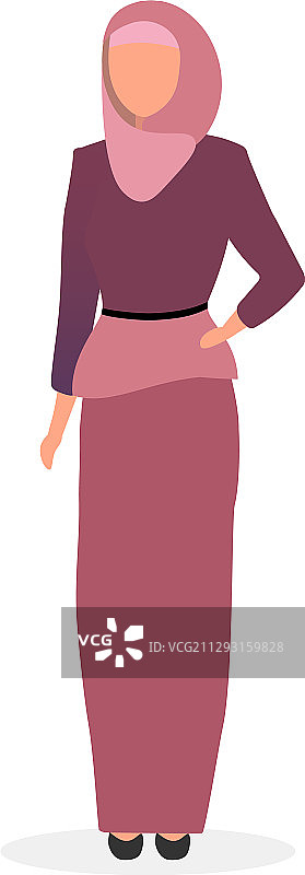 戴着盖头的扁平风格沙特阿拉伯女孩图片素材