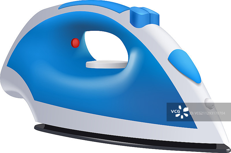 白色背景上的蓝色熨斗图片素材