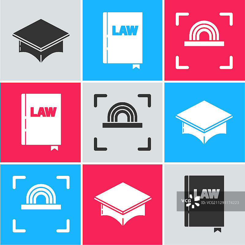 毕业帽法律书籍指纹图标素材图片素材