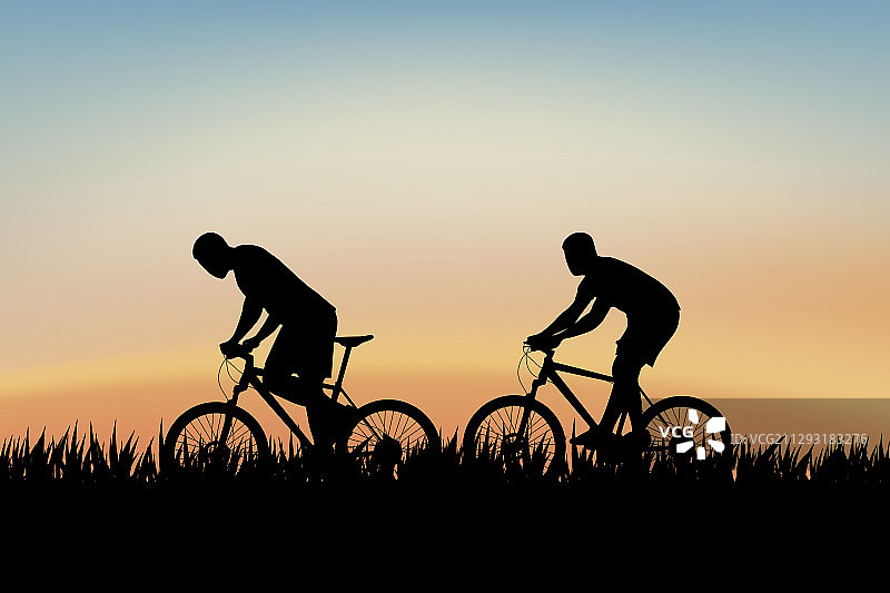 草地上的自行车手图片素材