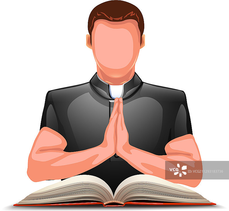 牧师祈祷与书图片素材
