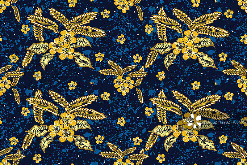 花卉蜡染图案图片素材