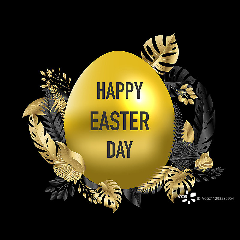 金色树叶复活节背景图片素材