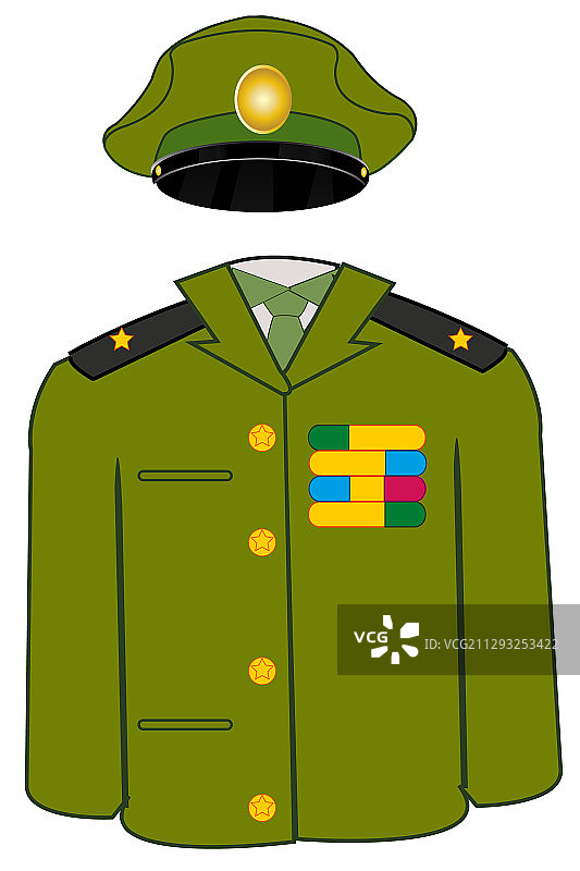 白色背景上的军装已隔离图片素材