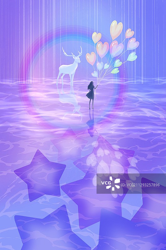 女孩与月亮的童话图片素材