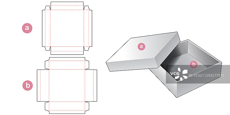 两片式硬质马口铁盒模切模板设计图片素材