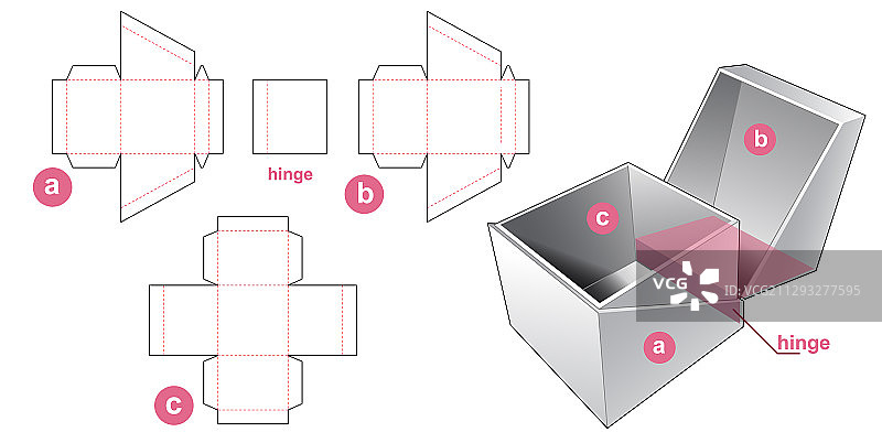 斜角袖口盒模切模板设计图片素材