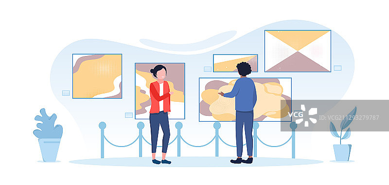 全景banner：博物馆参观者图片素材