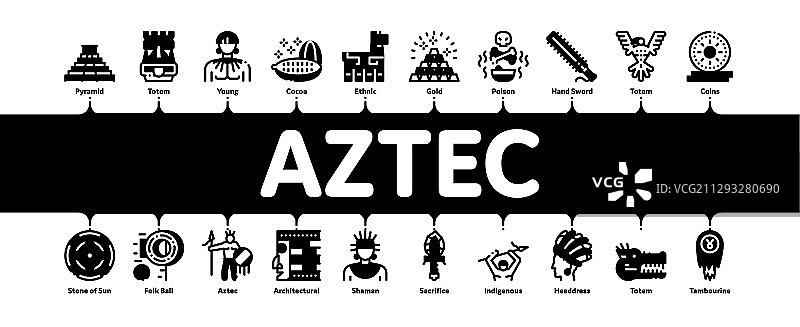 阿兹特克文明极简信息图banner图片素材