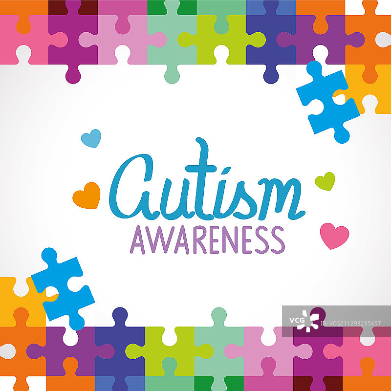 世界自闭症日与拼图碎片图片素材
