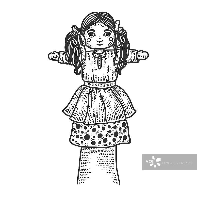 手绘草图上的玩具木偶娃娃图片素材