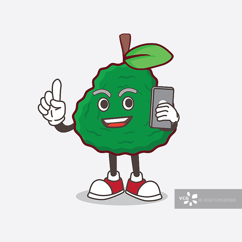 在麦克风上讲话的卡菲尔酸橙卡通吉祥物形象图片素材