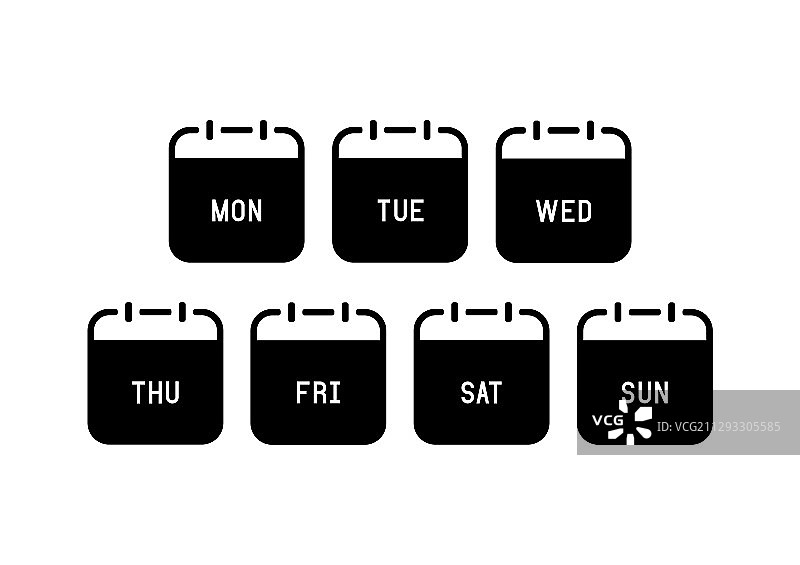 白色背景上的星期日历扁平图标图片素材