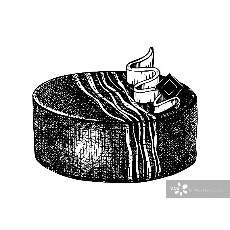 婚礼巧克力蛋糕手绘墨水稿图片素材