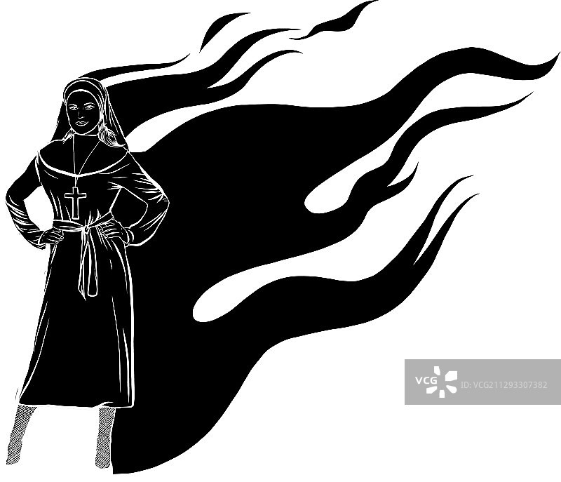 修女装扮的苗条女人图片素材