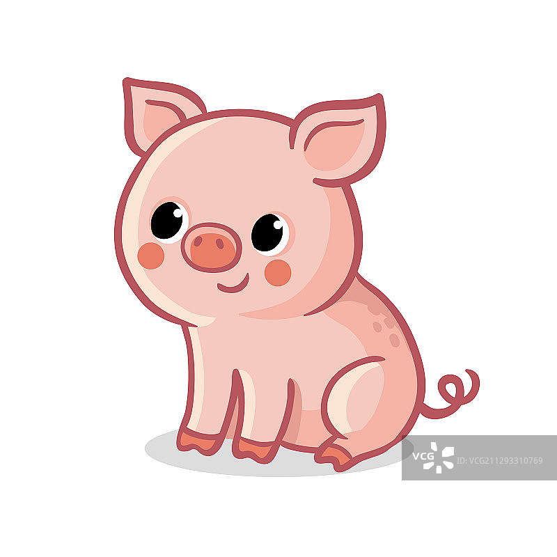 白色背景上的可爱小猪图片素材