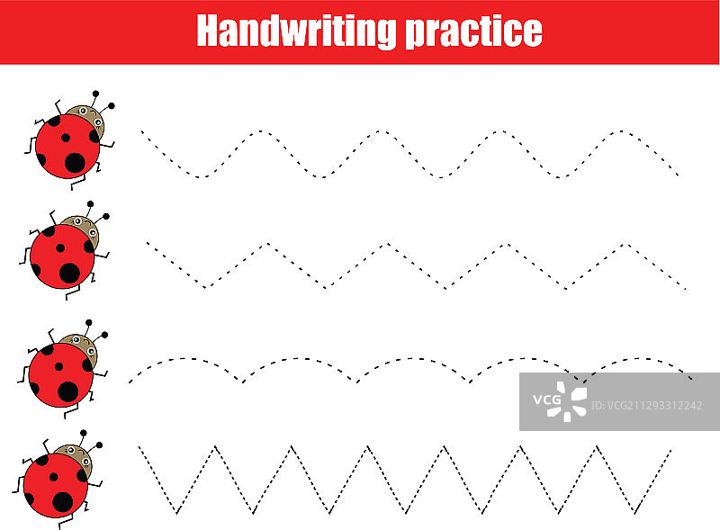 有趣的瓢虫手写练习表图片素材