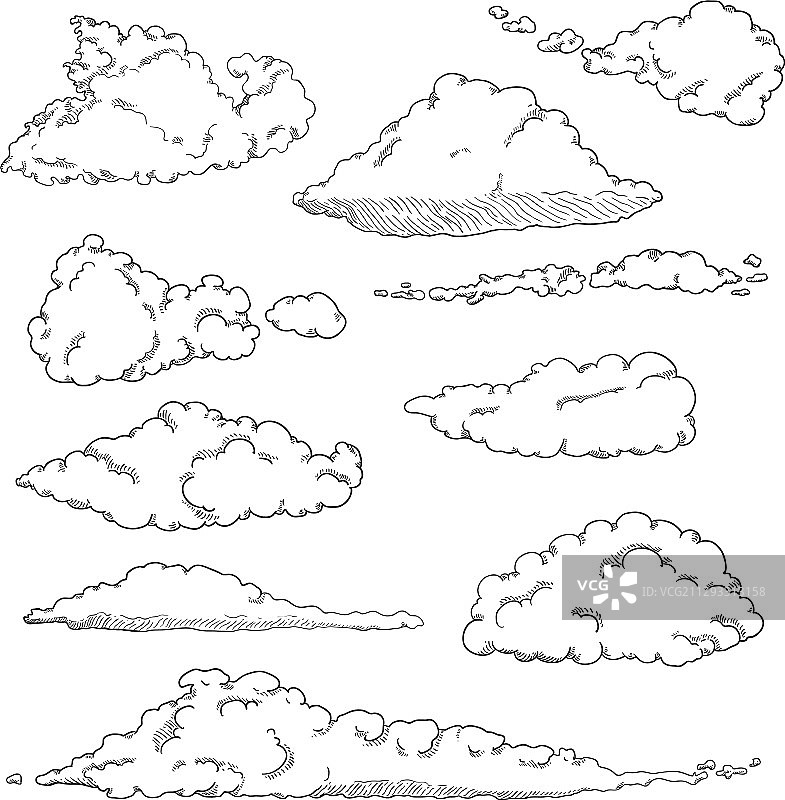 云朵素描套装图片素材
