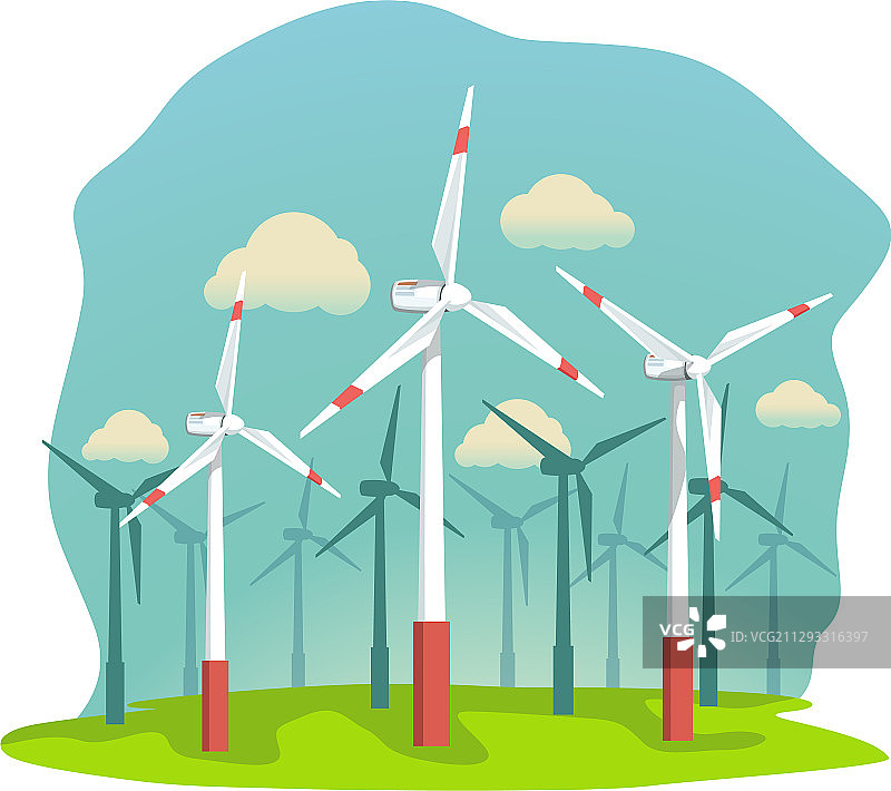 田野上的风能涡轮机图片素材