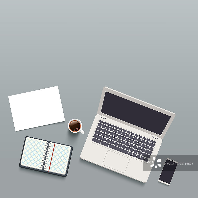 办公室工作场所顶视图图片素材