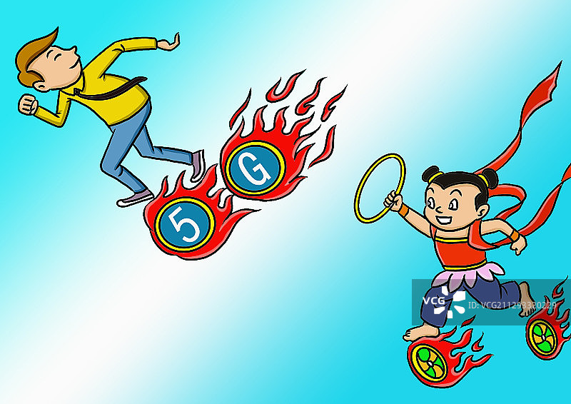 插画：055G速度快图片素材