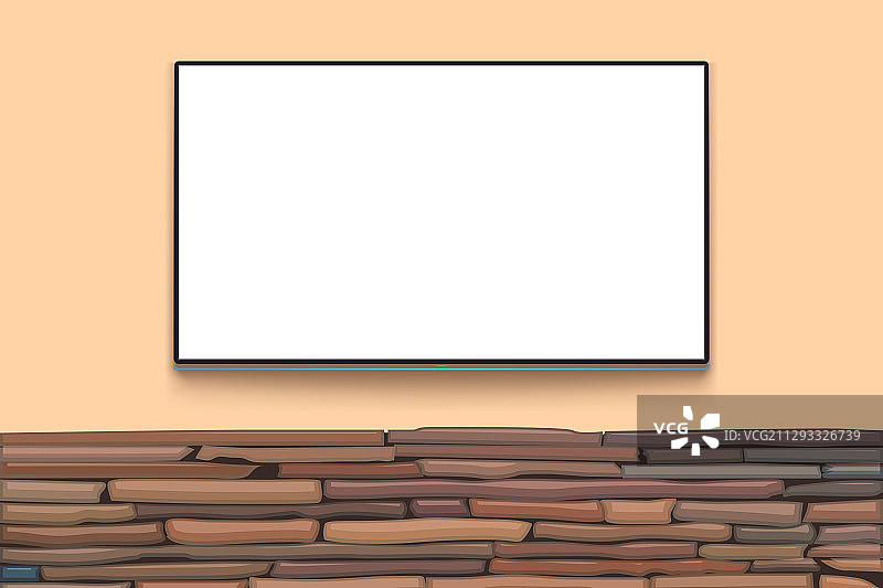 石墙上的空白电视图片素材