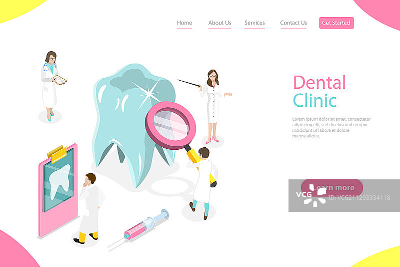 2.5D扁平风格着陆页模板图片素材