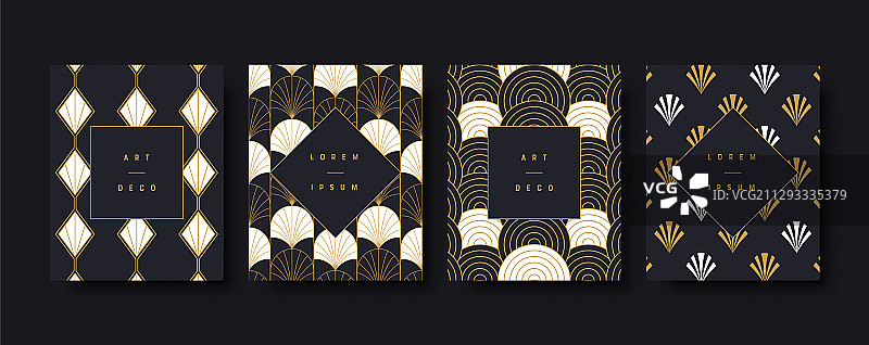 装饰艺术风格豪华贺卡背景套装图片素材