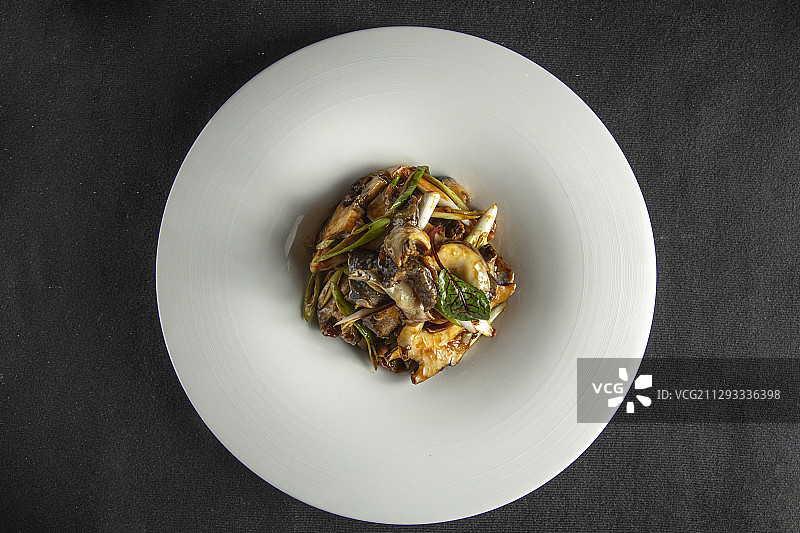 葱拌海螺头图片素材