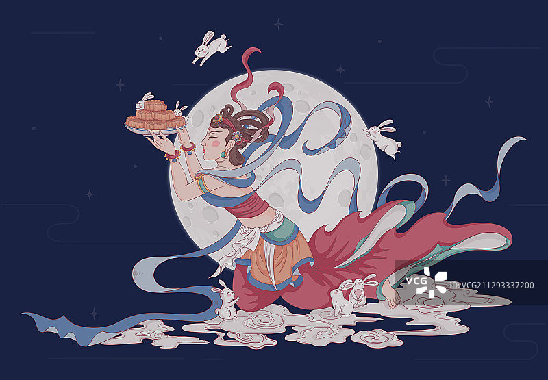 中秋赏月二图片素材